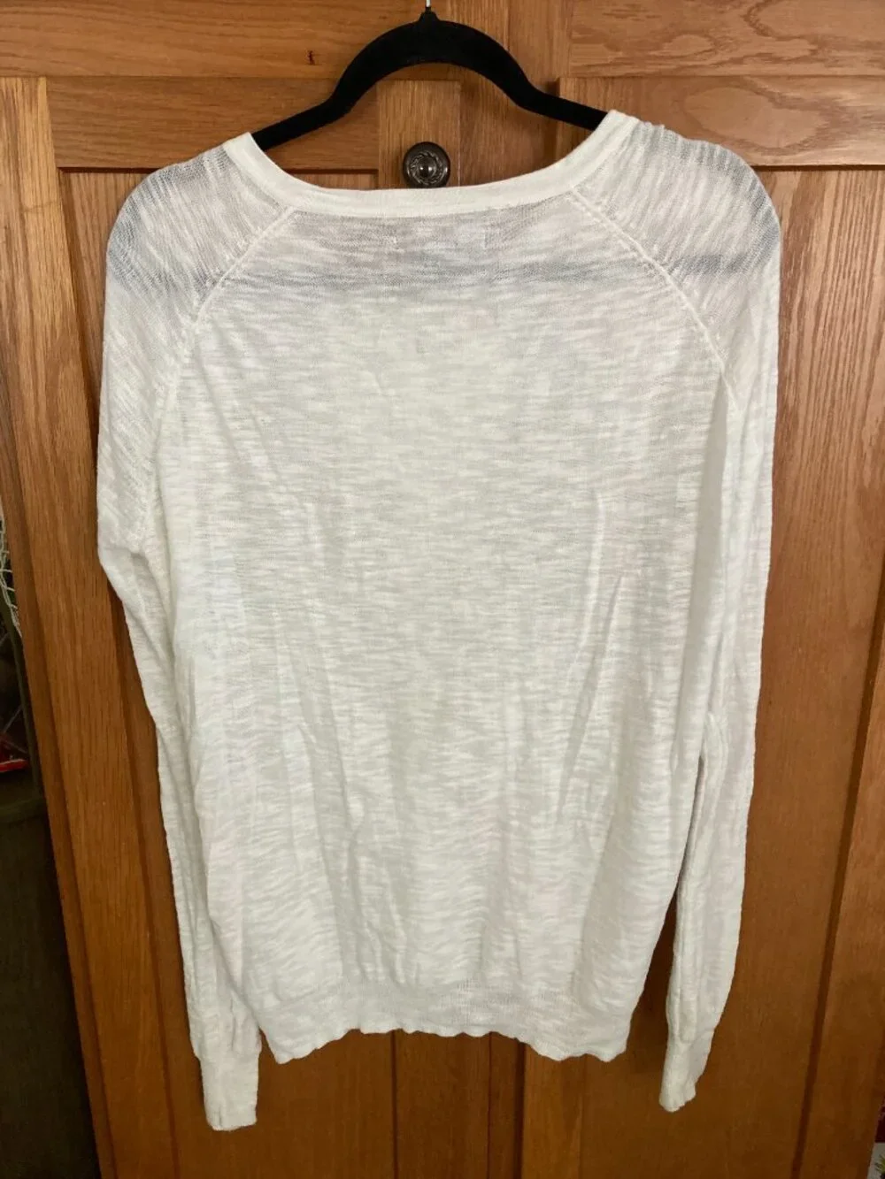 Eddie Bauer Ivory Cotton Cardigan Sweater XL Y2K Coquette Ribbon Trim
